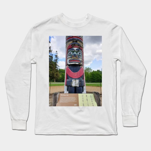 Totem pole in Virginia waters Long Sleeve T-Shirt by fantastic-designs